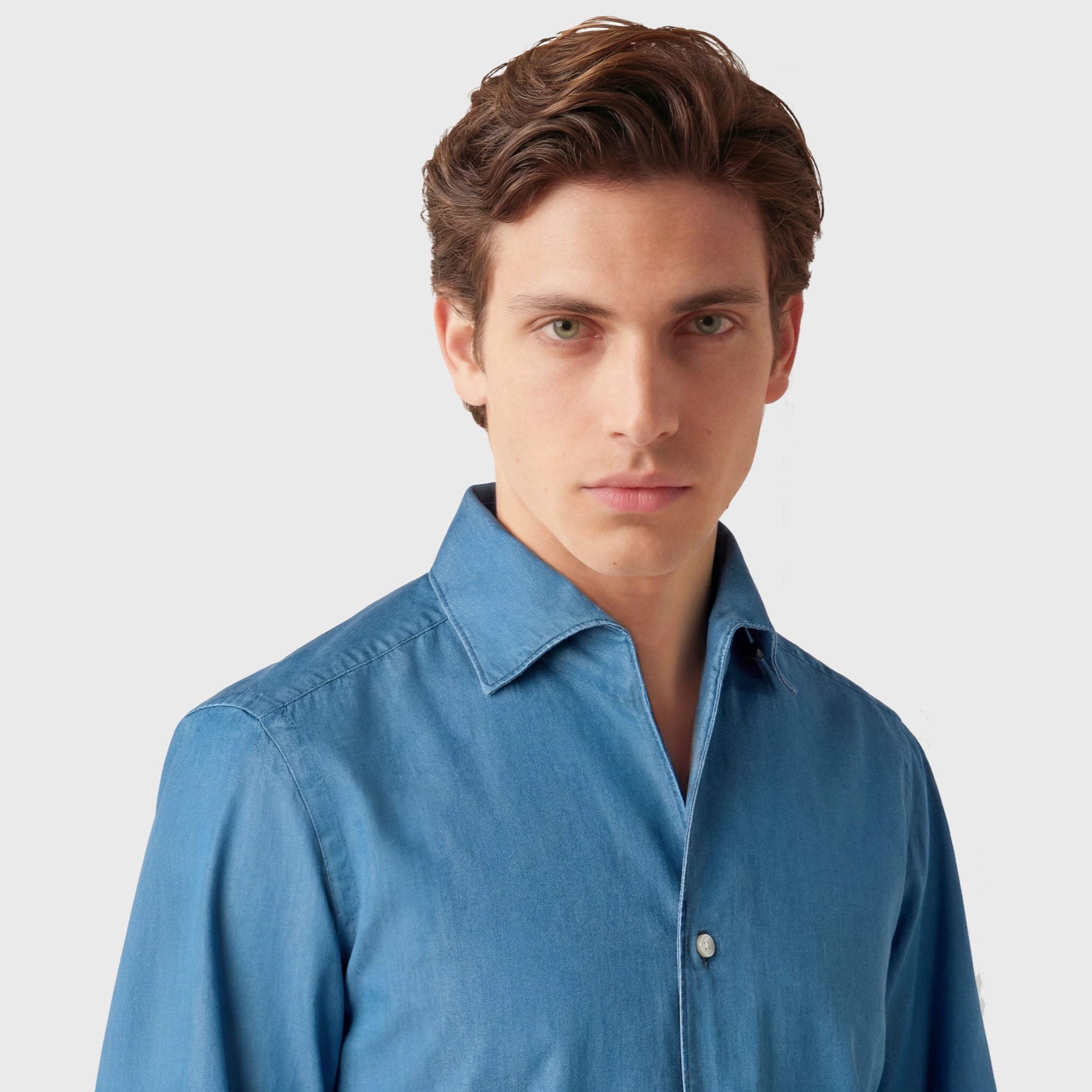 Napoli shirt regular fit cotton denim Stone Ustica collar