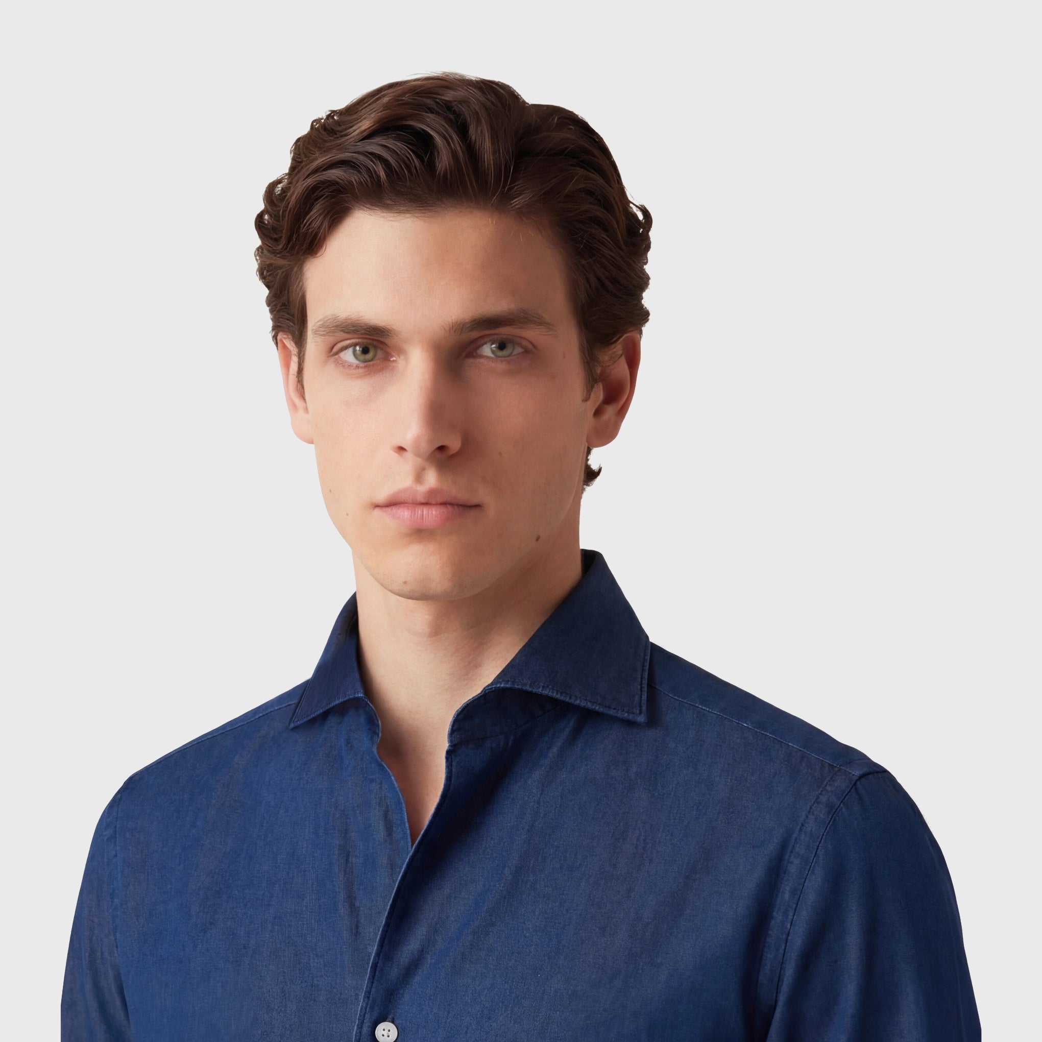 Napoli shirt regular fit cotton denim Stone Ustica collar