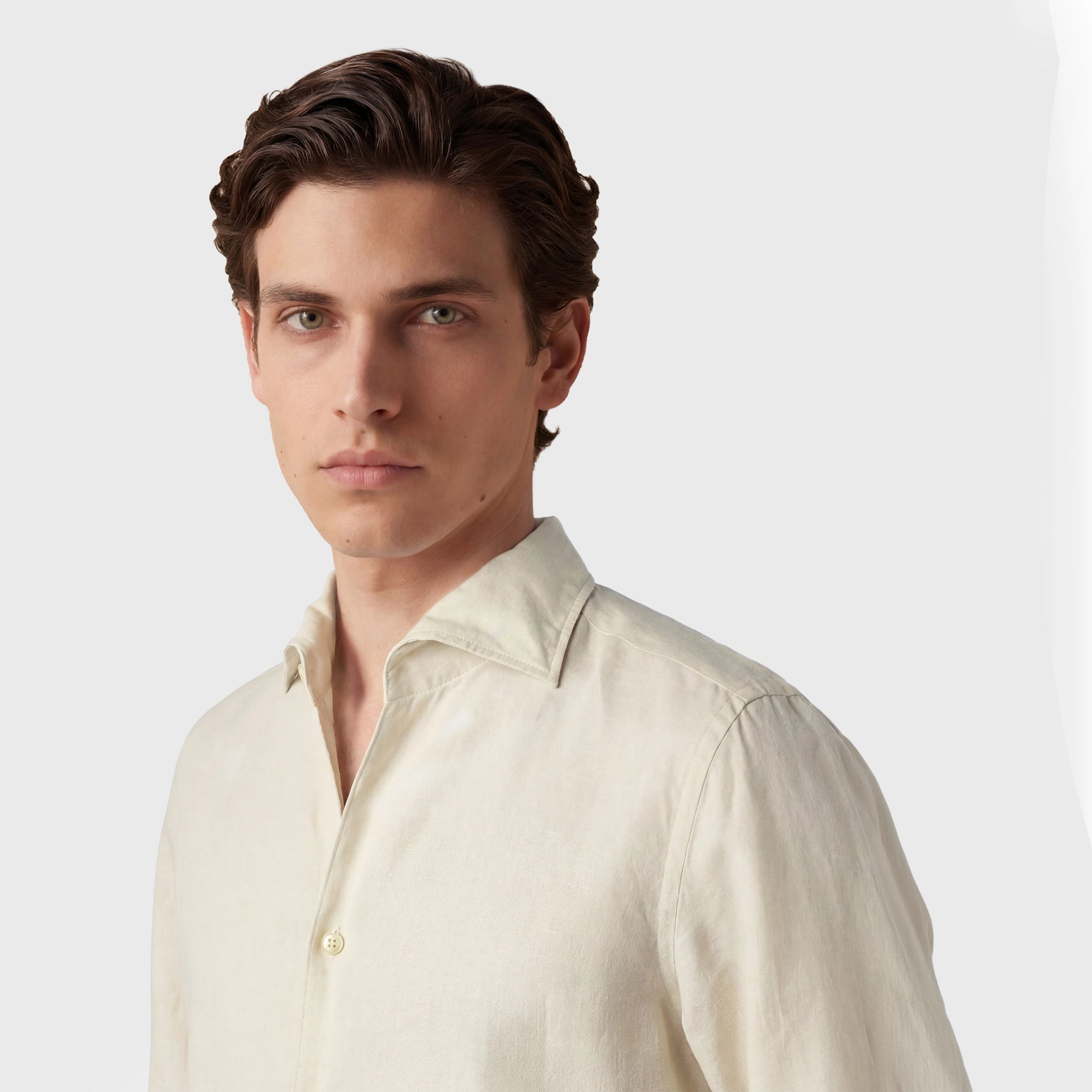 Napoli shirt regular fit linen cotton Carlo Riva garment dyed Ustica shawl collar