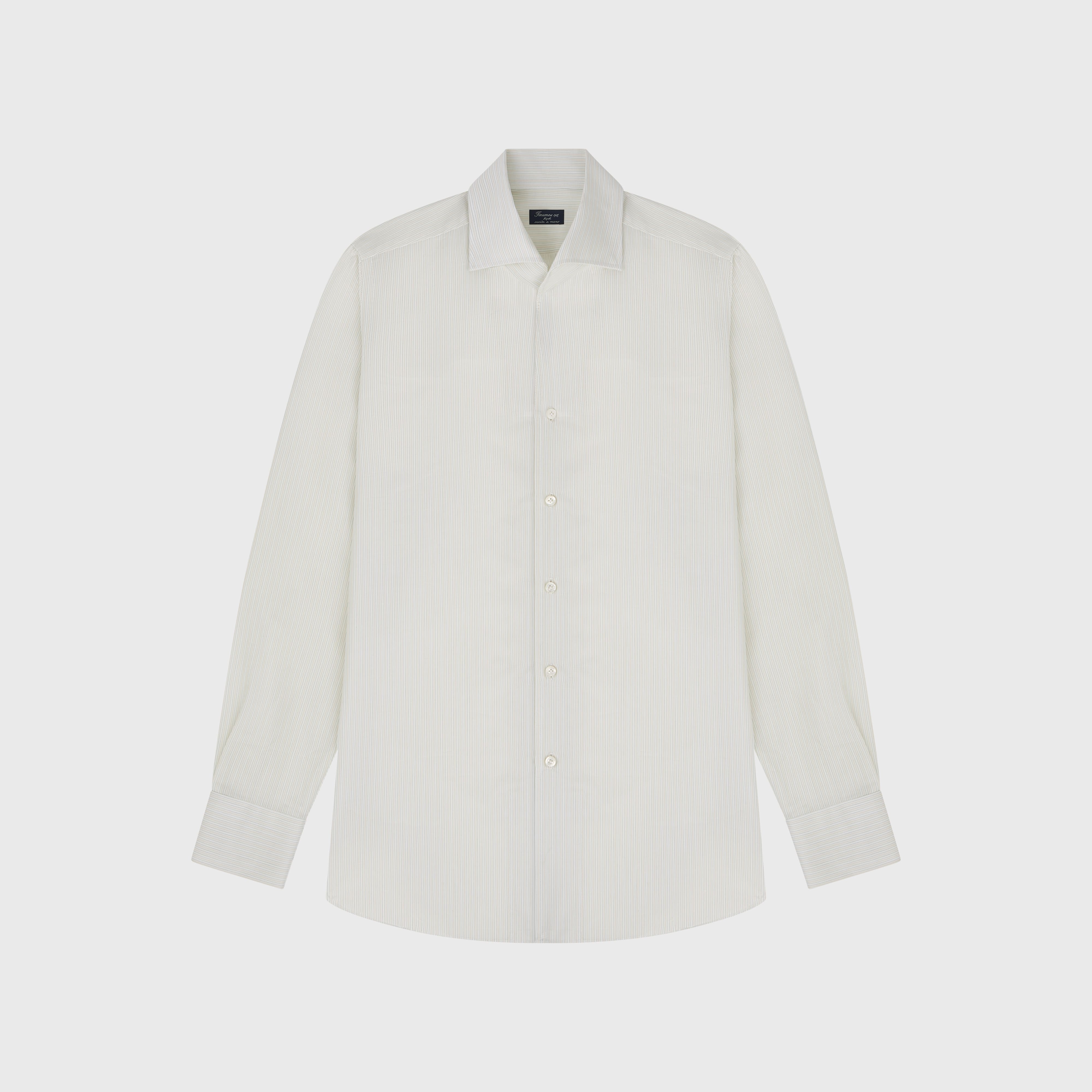 Napoli shirt regular fit cotton twill stripe Carlo Riva 180/2 Ustica shawl collar