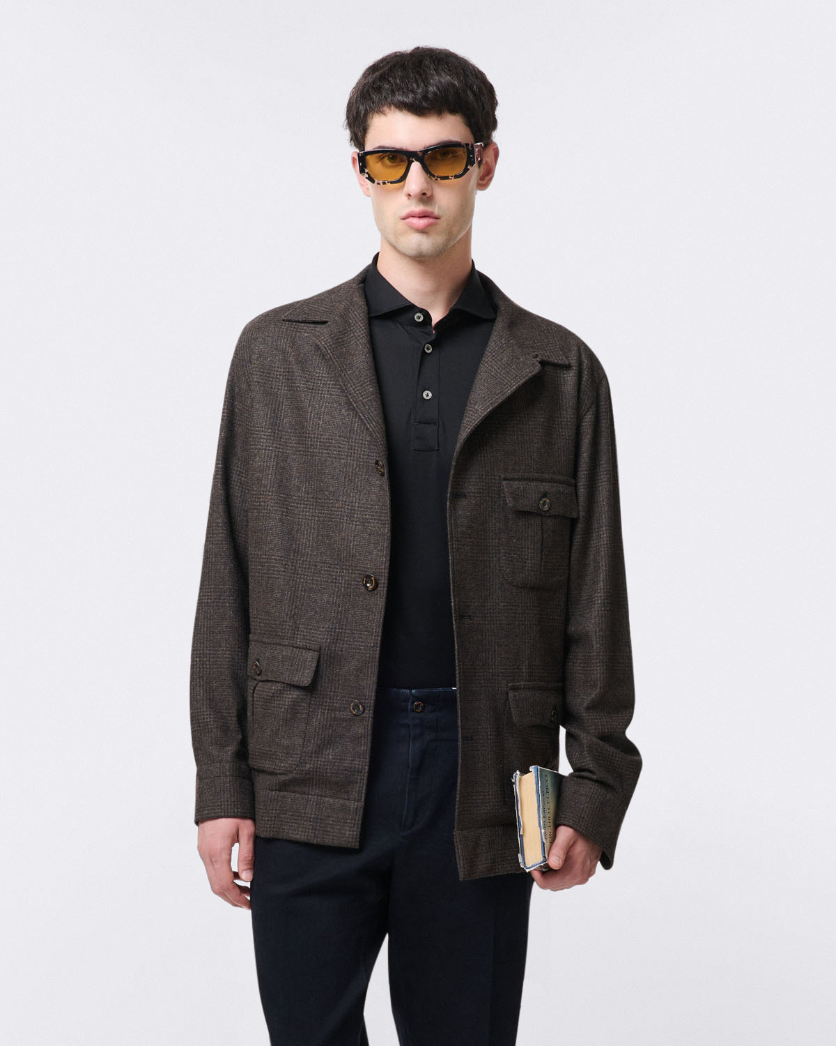 Polo sportiva Orlando in jersey di cotone nero a tinta unita