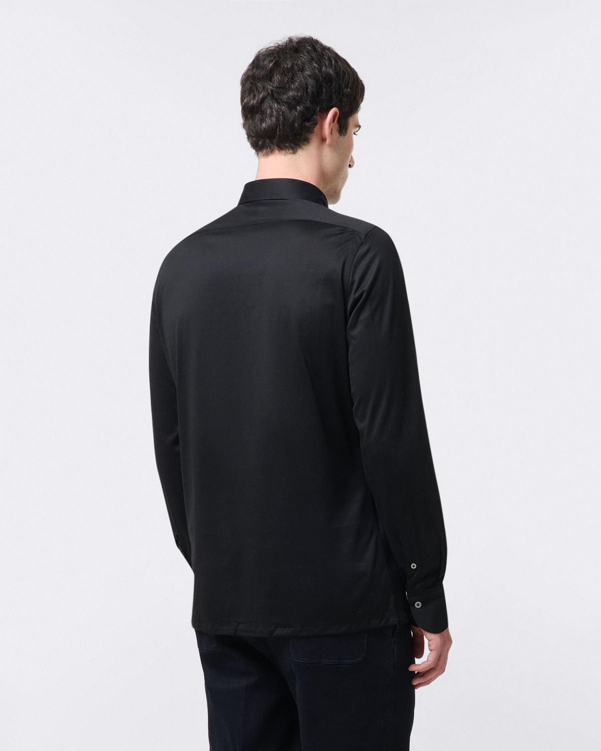 Polo sportiva Orlando in jersey di cotone nero a tinta unita