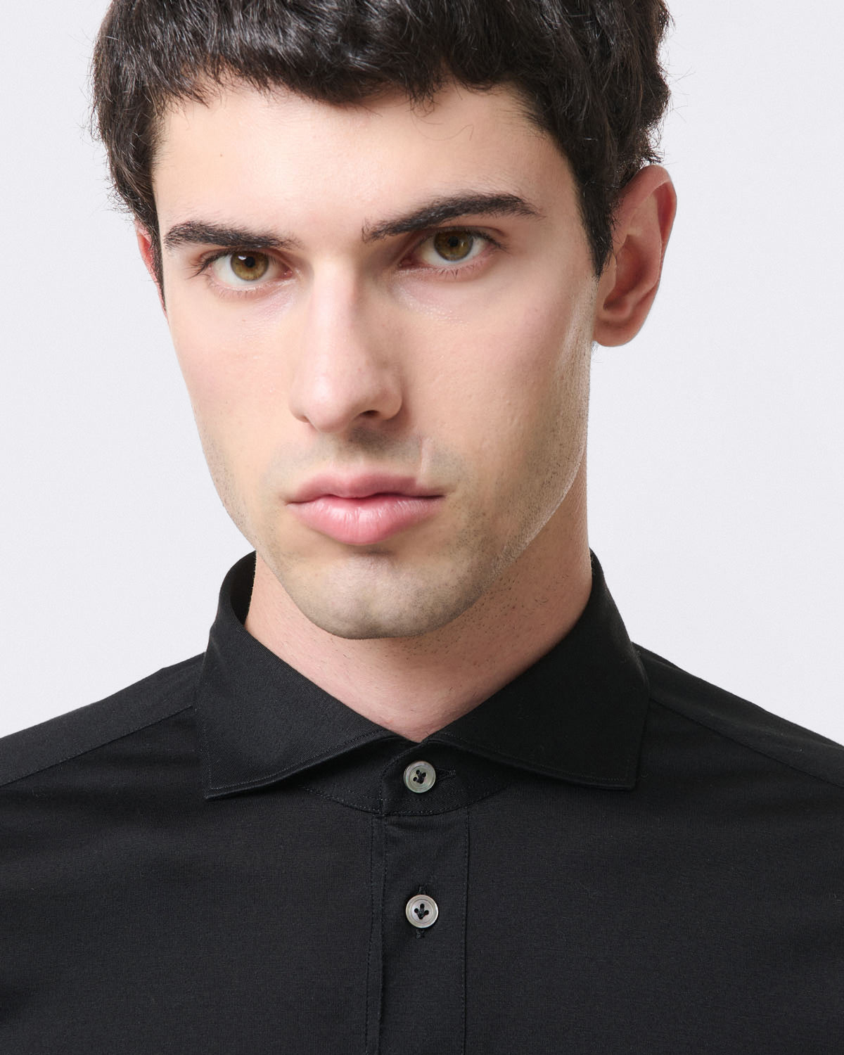 Orlando sport polo shirt in plain black cotton jersey