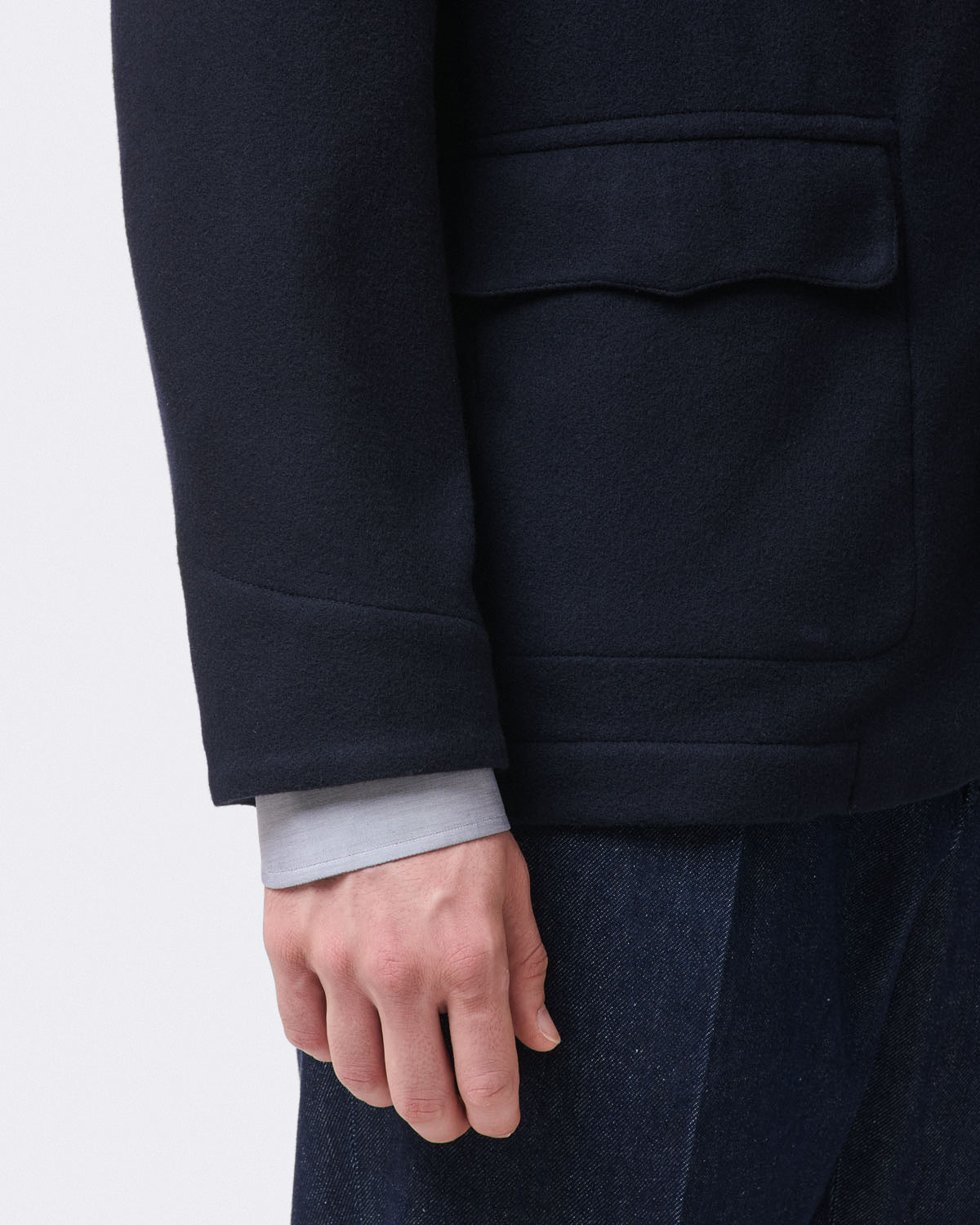 Roma dark blue over shirt in wool