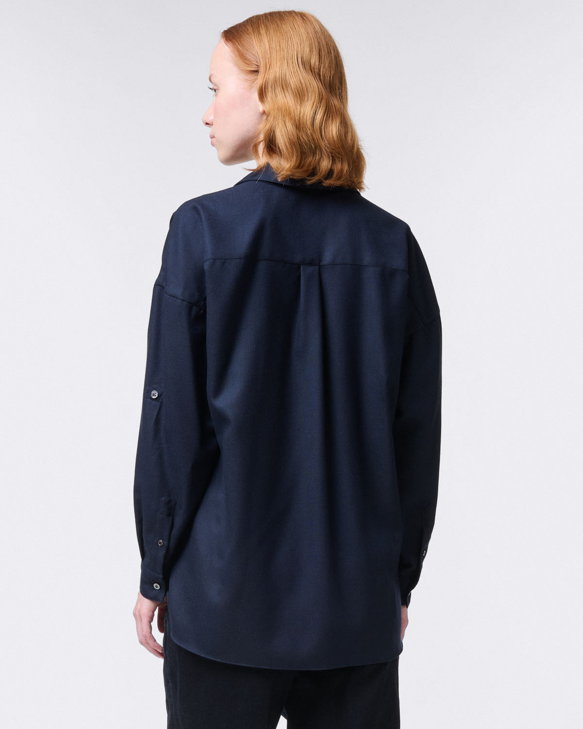 Camicia Sonia da donna over fit in cashmere blu scuro