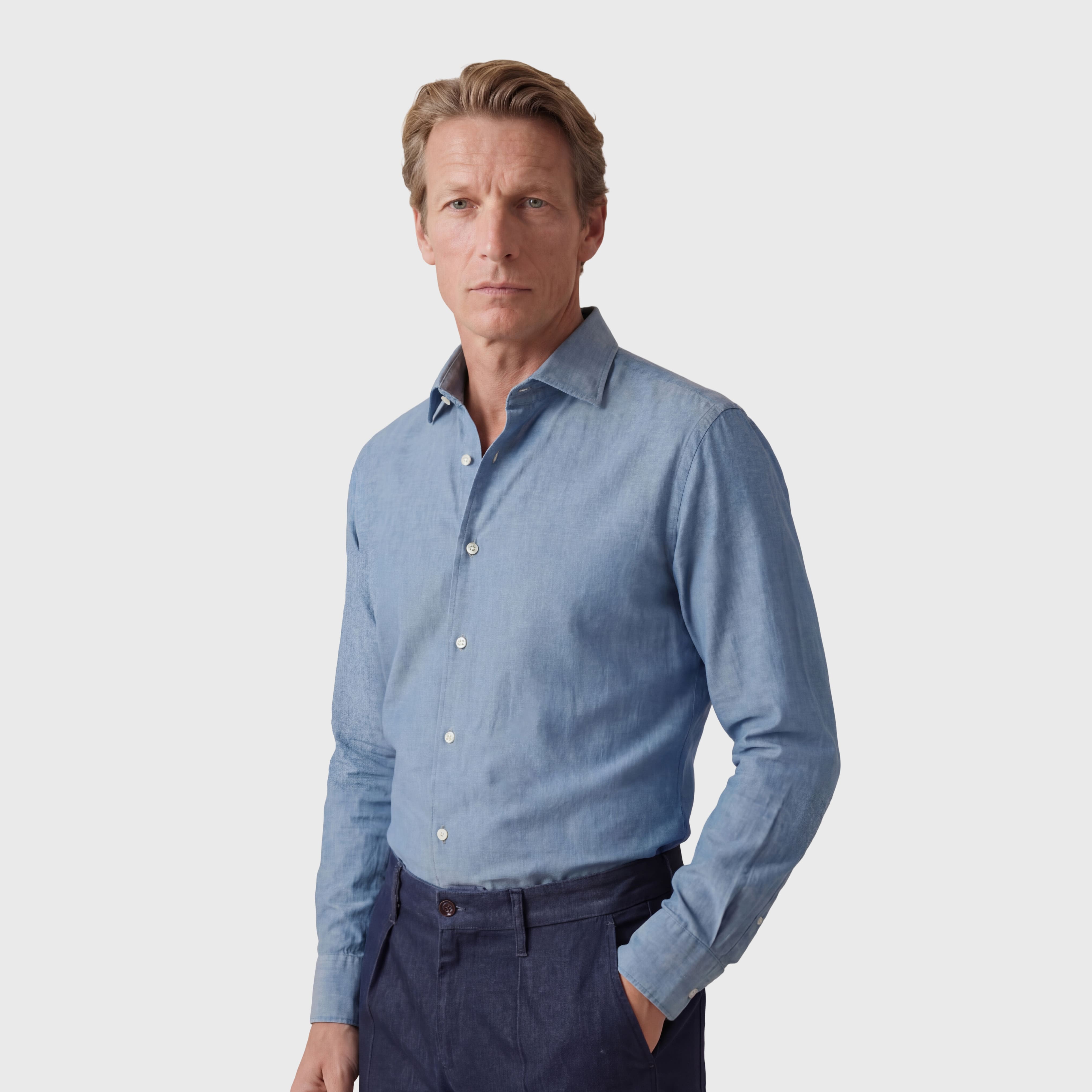 Tokyo slim sport shirt in original chambray denim fabric