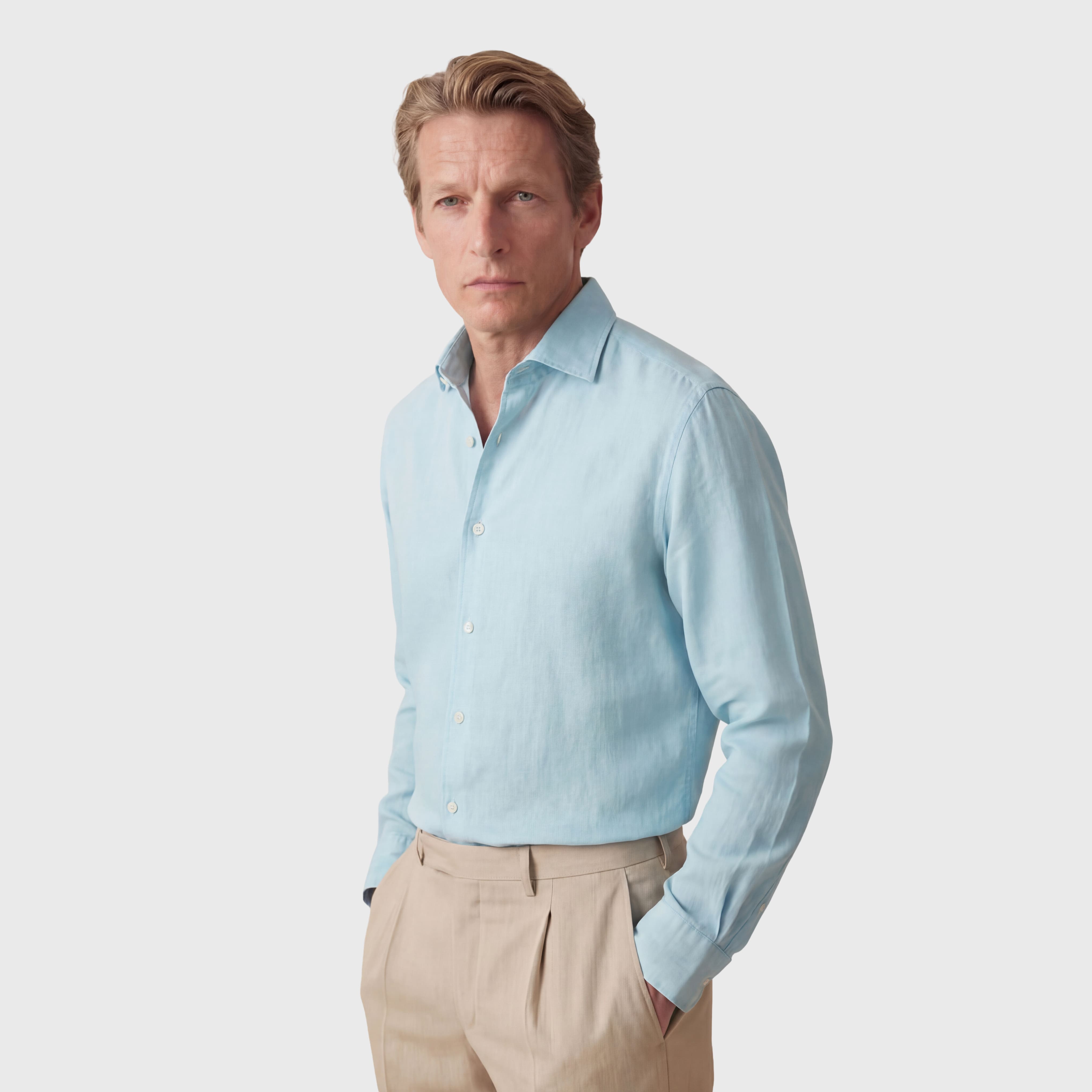 Tokyo sport shirt slim fit linen garment dyed Luigi collar