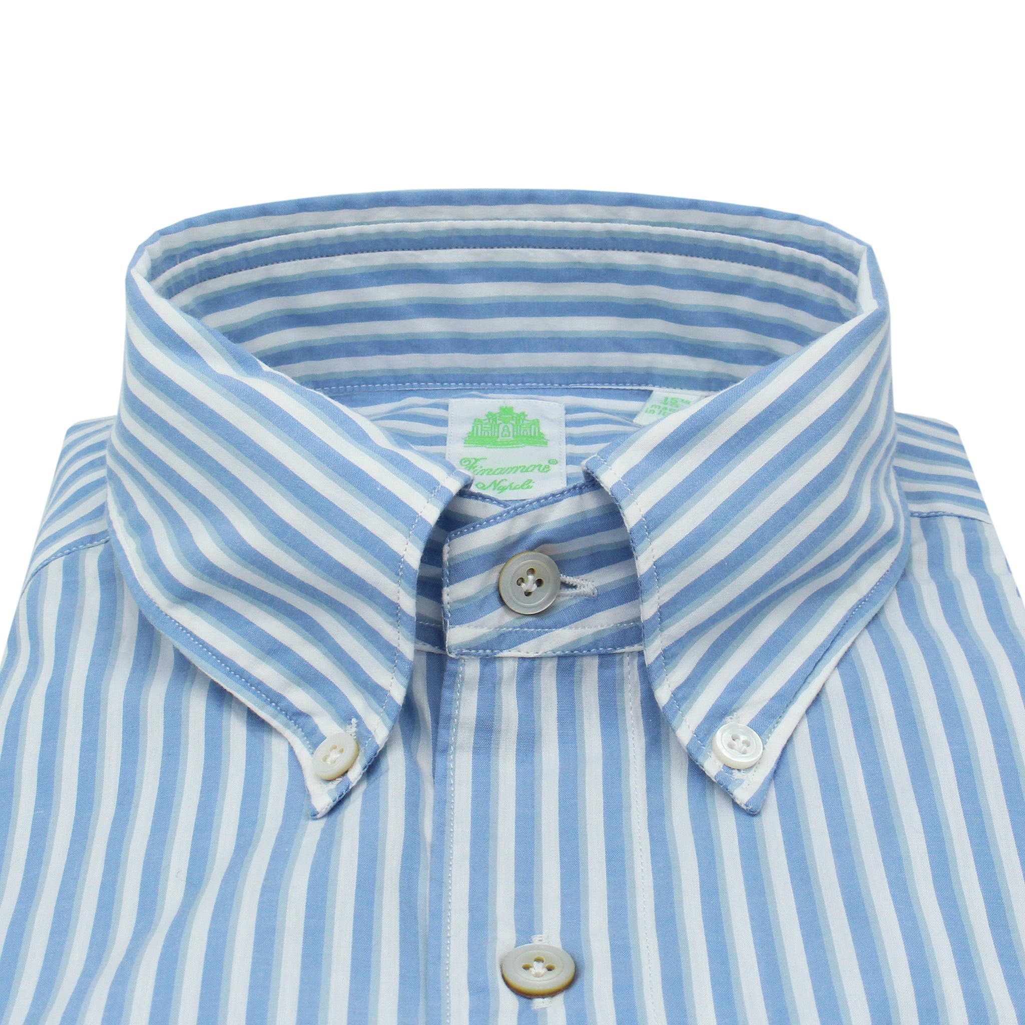 Camicia Tokyo slim in cotone a righe larghe toni dell'azzurro