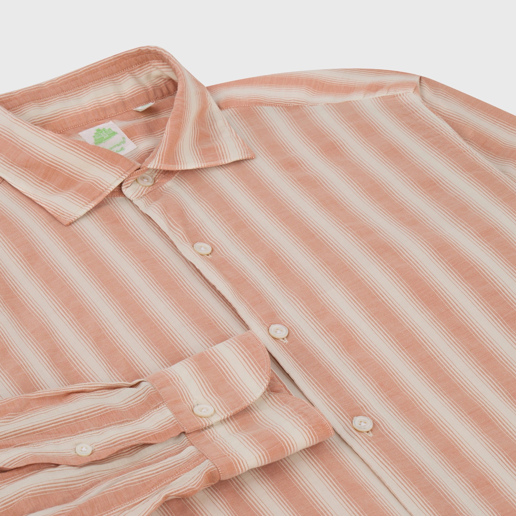 Tokyo sport shirt slim fit cotton linen exclusive stripe garment dyed Luigi collar