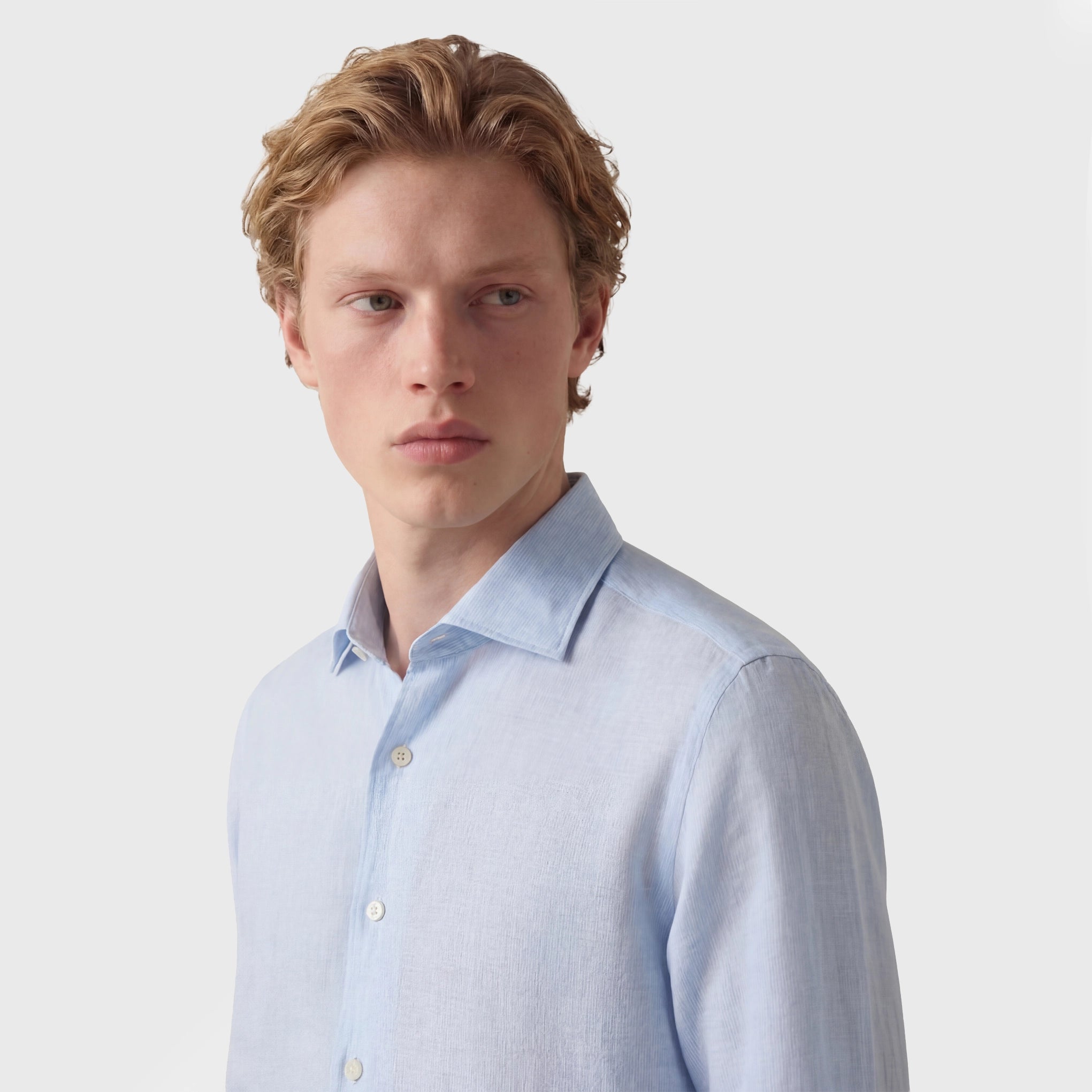 Tokyo sport shirt slim fit linen stripe Capri collar
