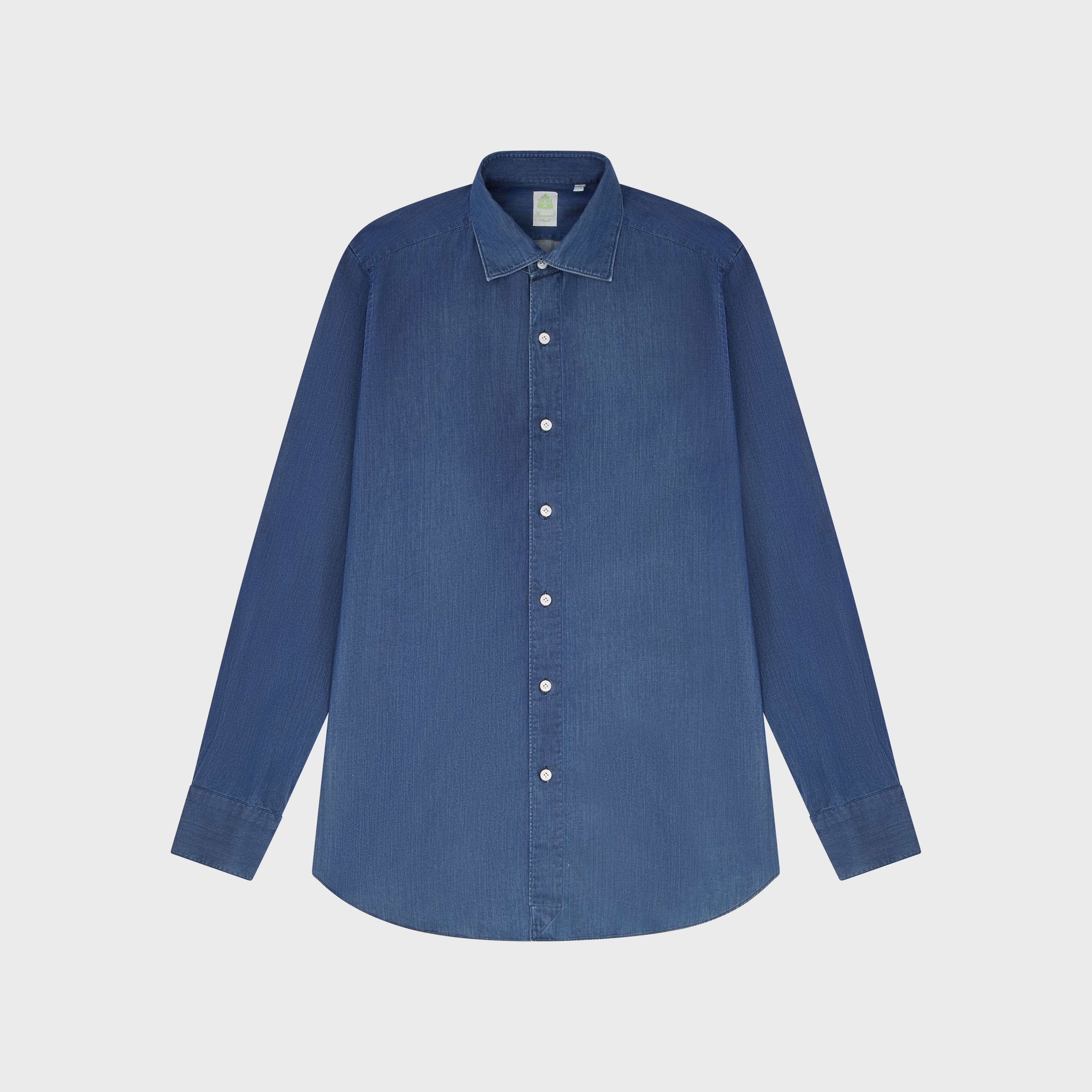 Tokyo sport shirt slim fit cotton Giza 45 indigo black treatment Luigi collar