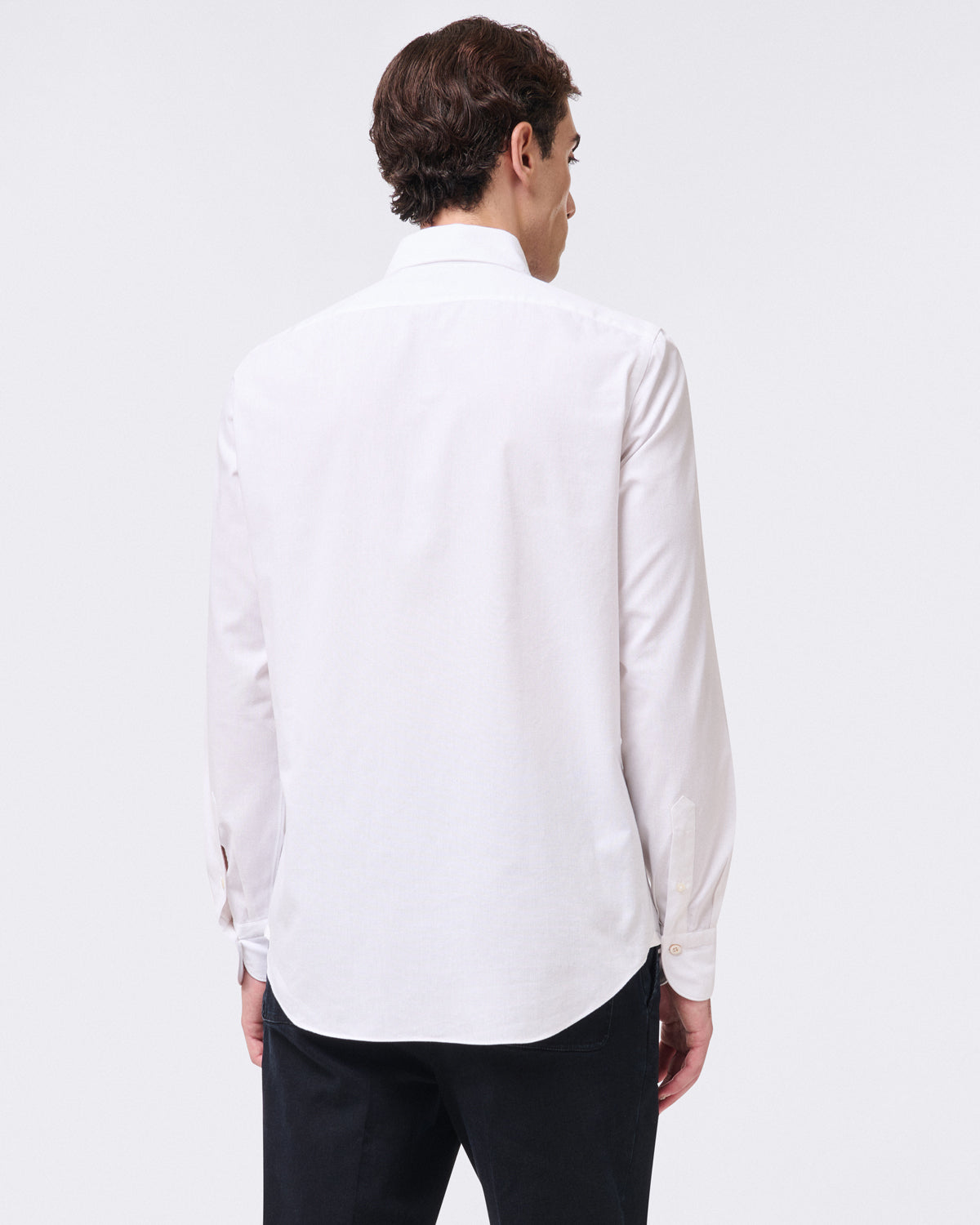 Tokyo slim fit sports shirt in white chambray fabric