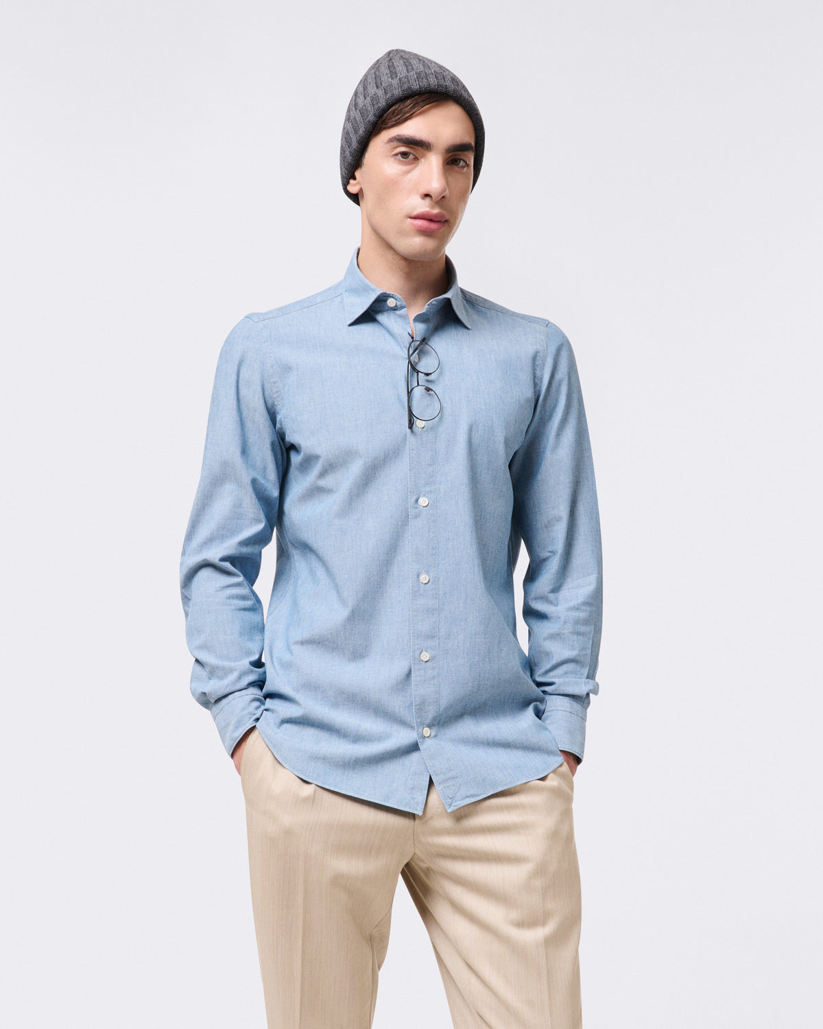 Tokyo slim sport shirt in original chambray denim fabric