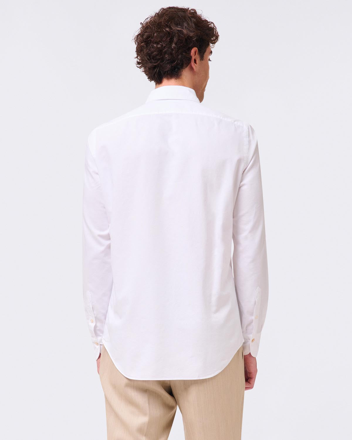 Tokyo slim fit white sports shirt in garment dyed cotton