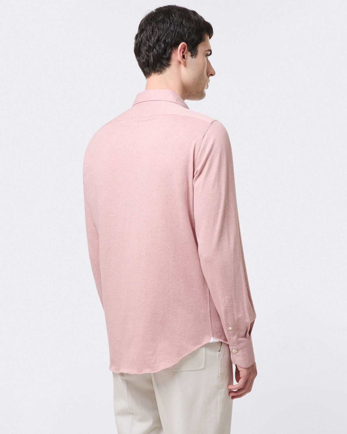 Toronto slim fit shirt in cotton piqué jersey and cashmere