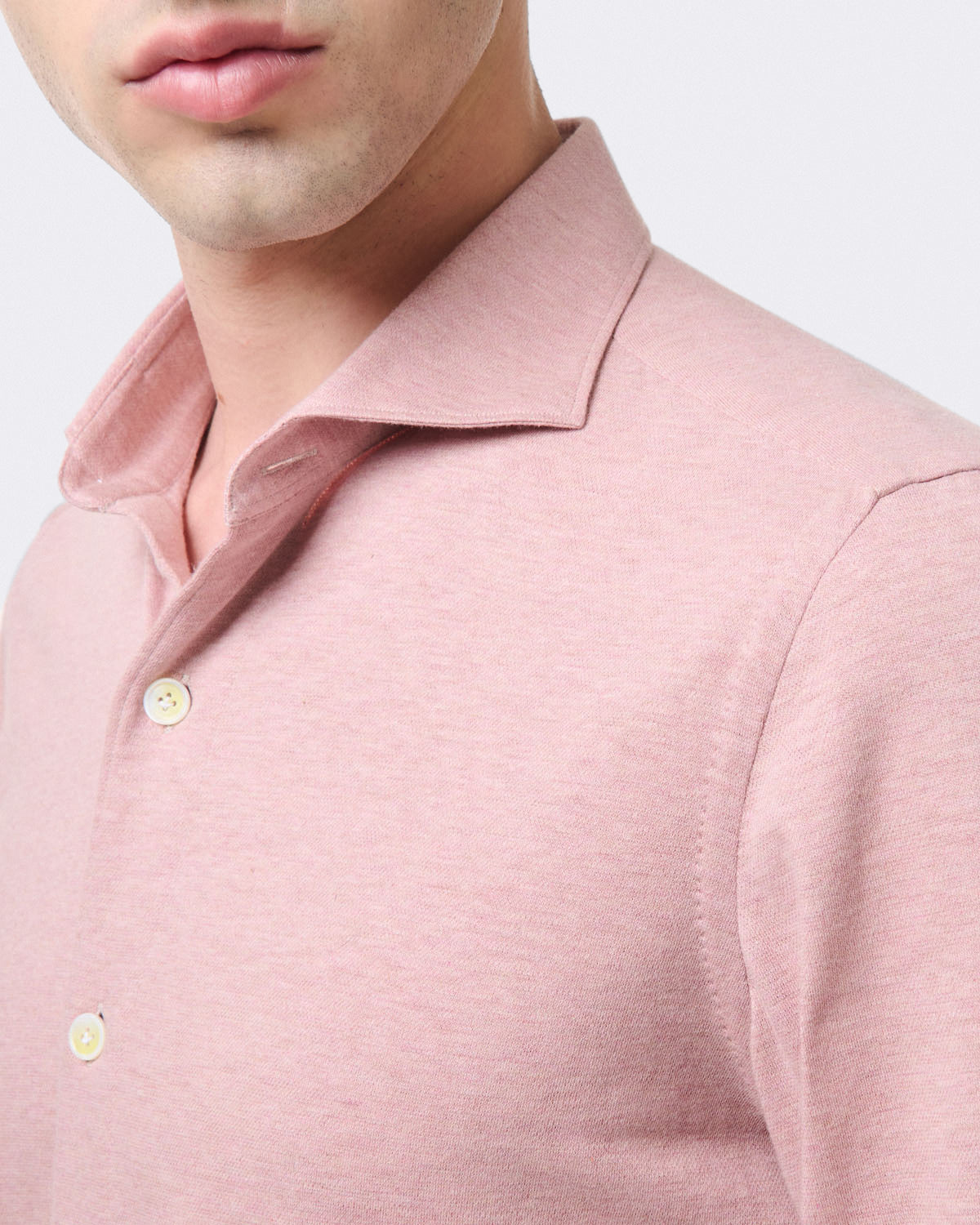 Toronto slim fit shirt in cotton piqué jersey and cashmere