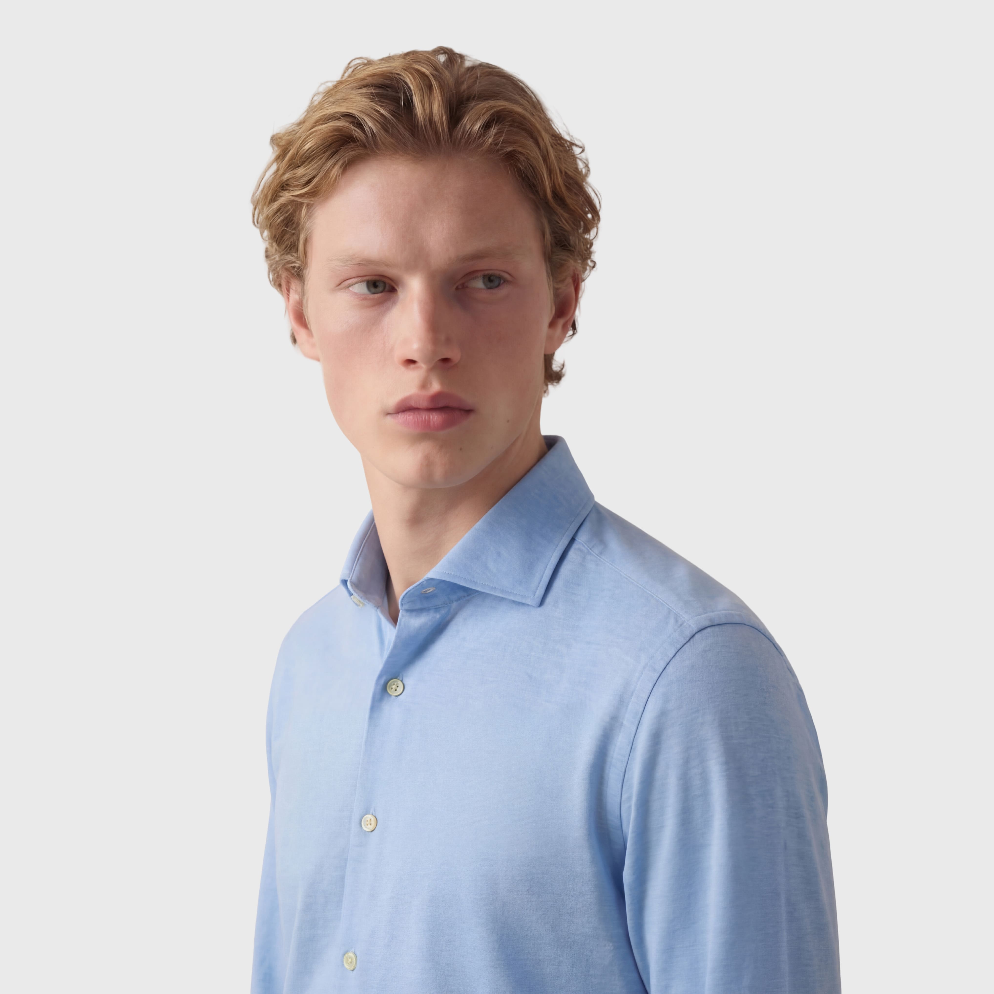 Toronto sport shirt slim fit linen jersey Achille collar