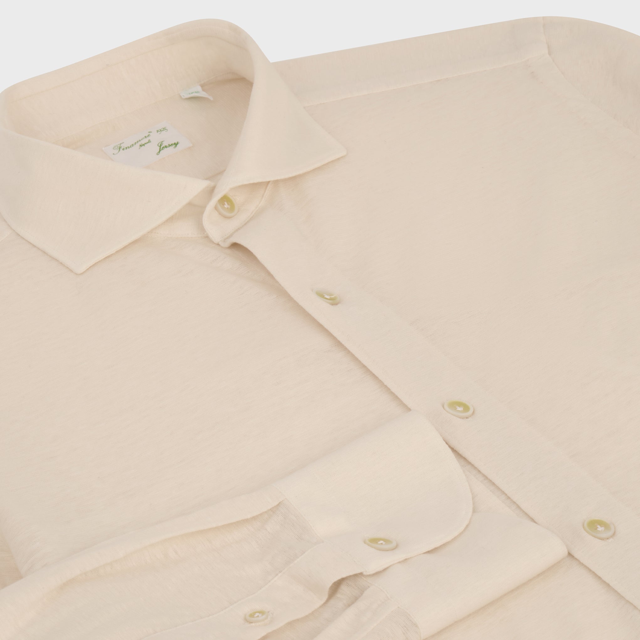 Toronto sport shirt slim fit cotton linen jersey garment dyed Achille collar