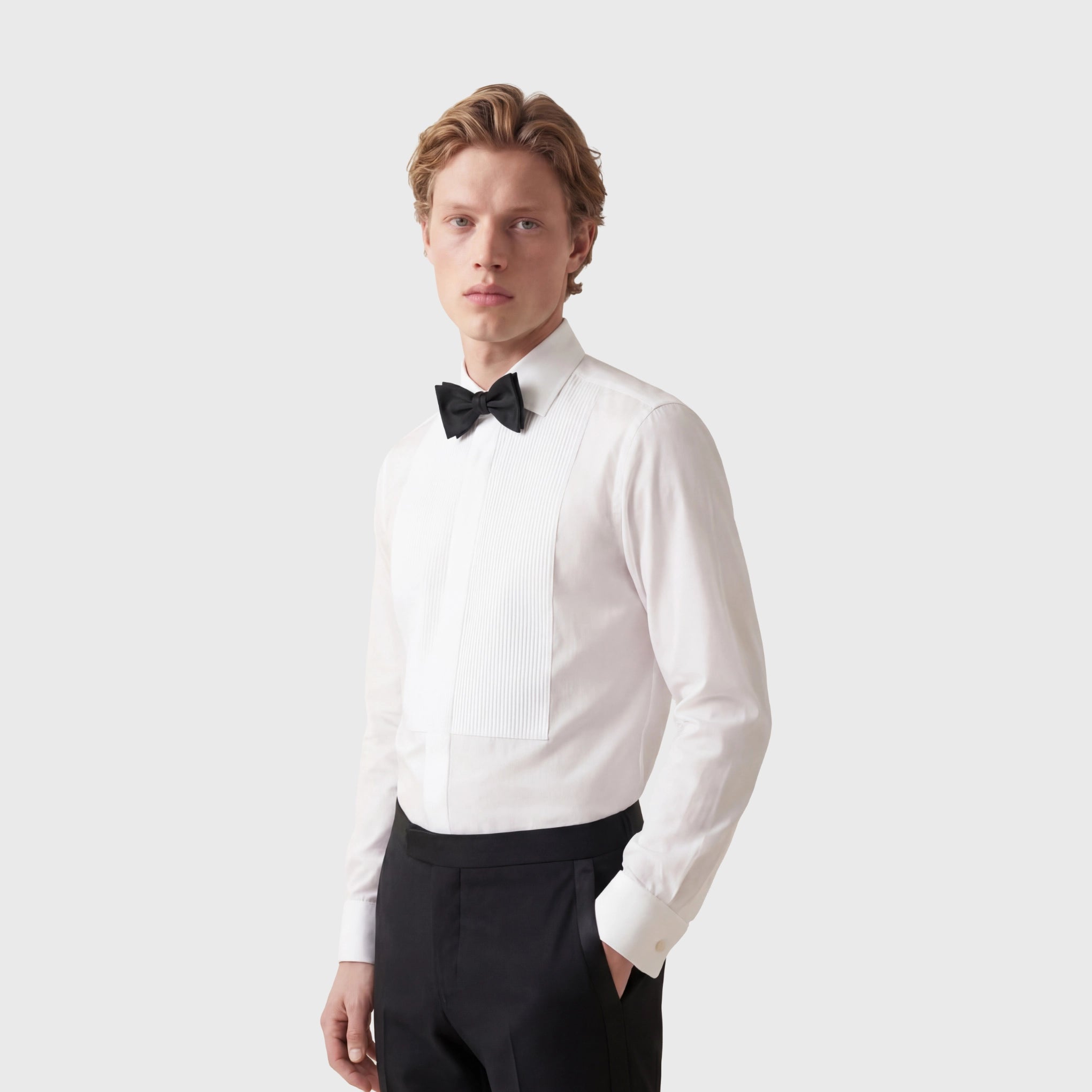 Camicia Classica Tuxedo Napoli con polso gemello e pettorina rigata