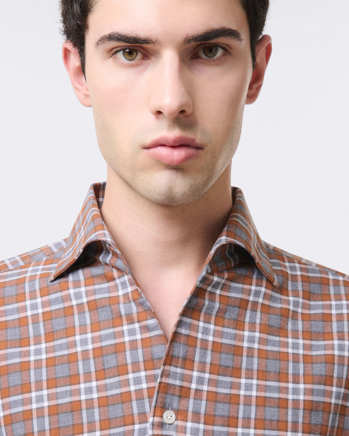 Tokyo slim fit sports shirt One piece collar in yarn dyed cotton check