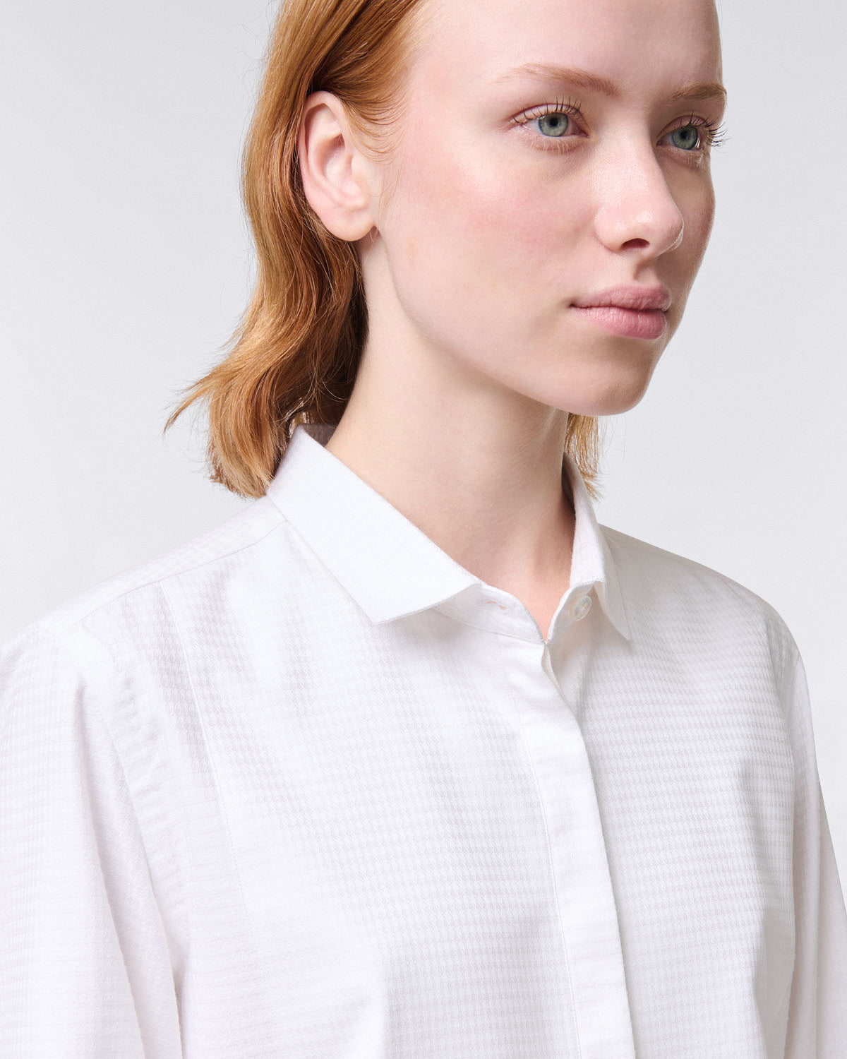 Women's cotton and silk shirt with bib. Carlo Riva fabric