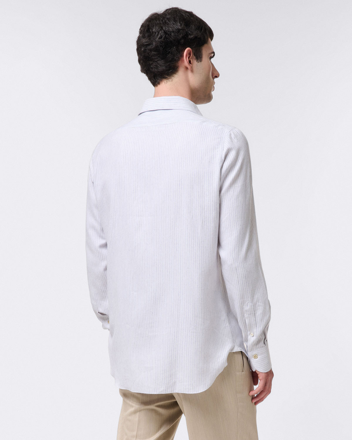 Camicia classica a righe Napoli. Flanella di cotone e cashmere. Carlo Riva