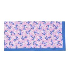 Pink and blu silk and cotton bandana with anchors motif