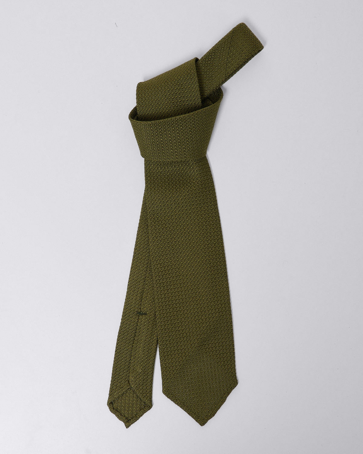 finamore Anversa thick silk gauze tie, plain color, dark green