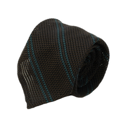 Anversa Regimental unlined tie wool and silk striped  brown