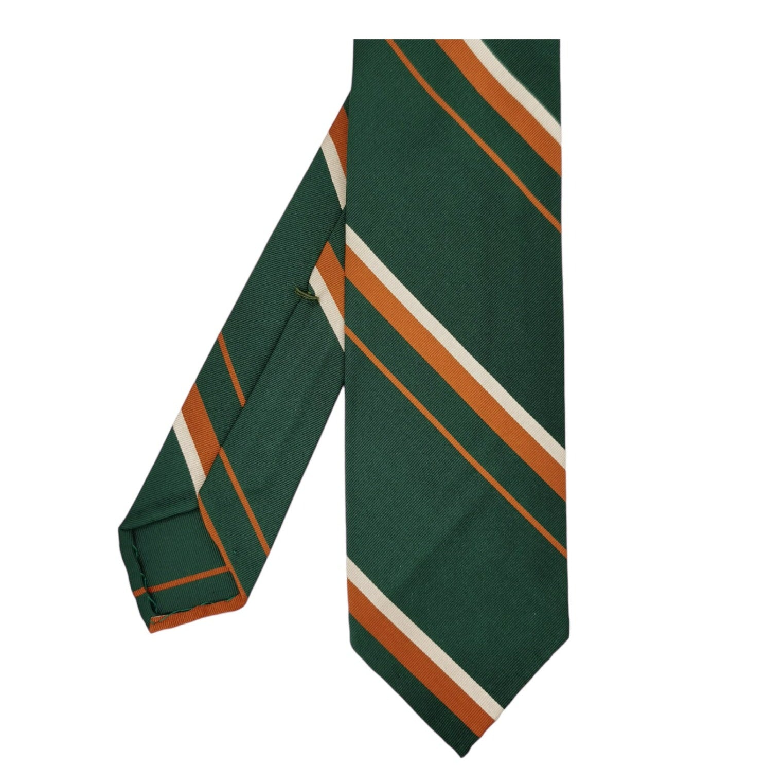 Anversa tie green background white and orange stripes