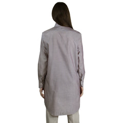 Camicia da donna regular lunga in cotone e lino a righe Carlo Riva
