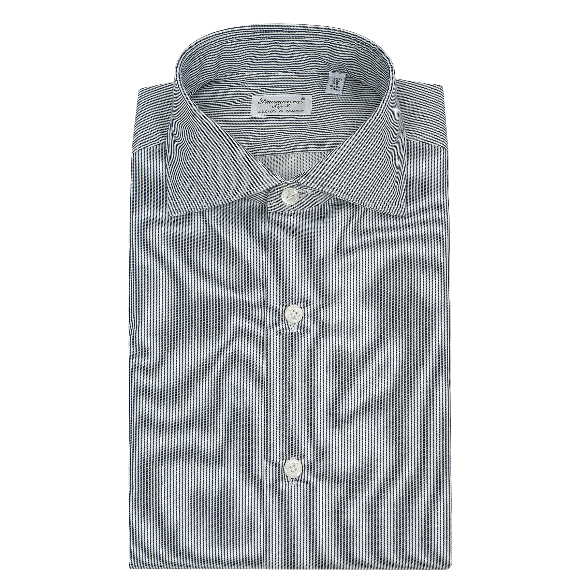 Milano slim fit shirt white and blue striped enzymatic washing