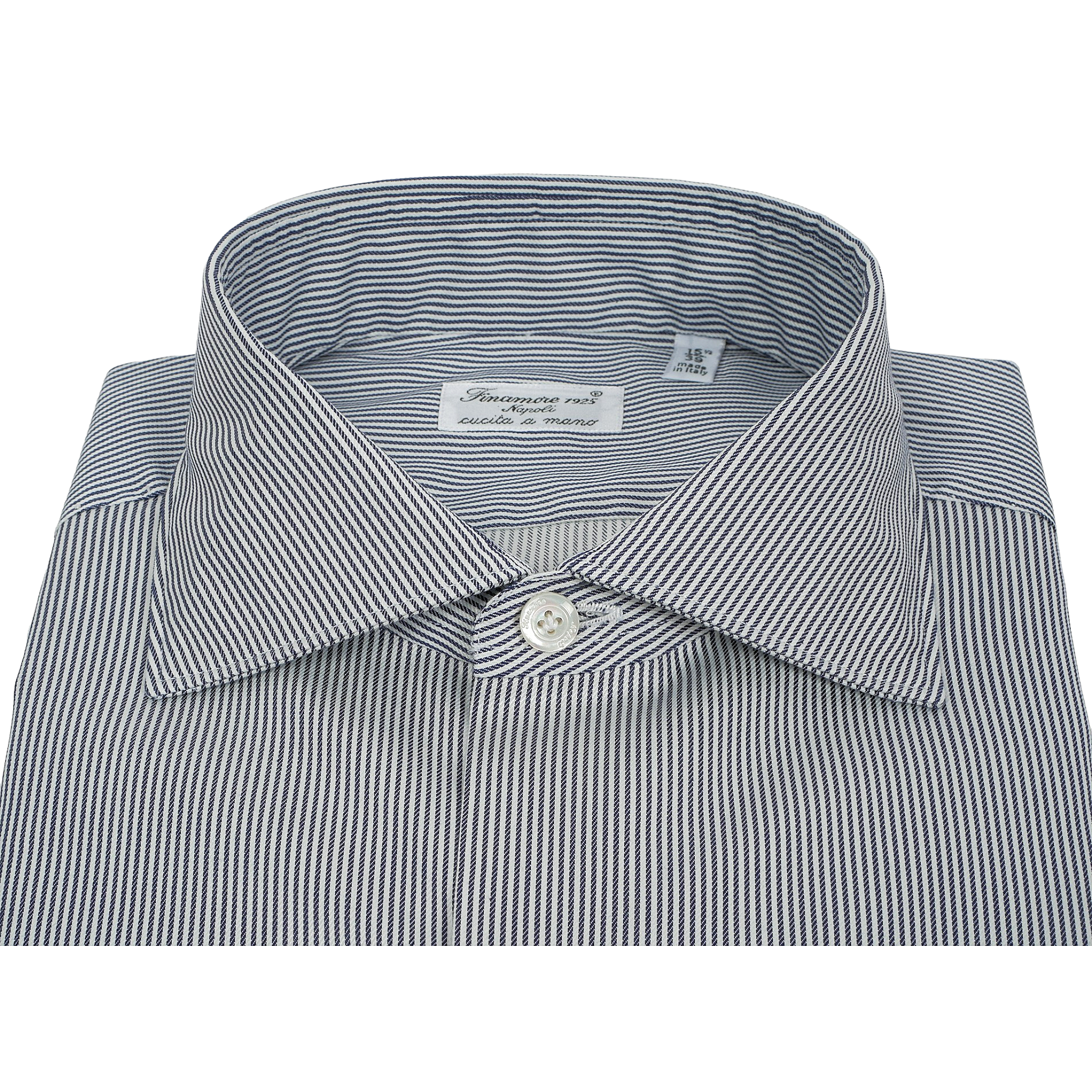 Camicia Milano slim fit a righe bianche e blu. Trattamento enzimatico