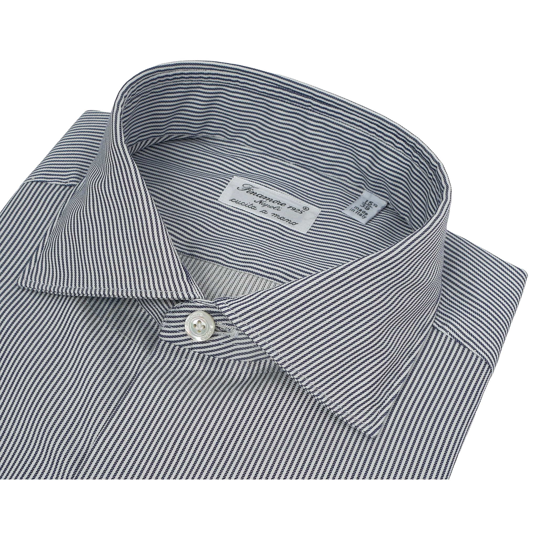 Camicia Milano slim fit a righe bianche e blu. Trattamento enzimatico