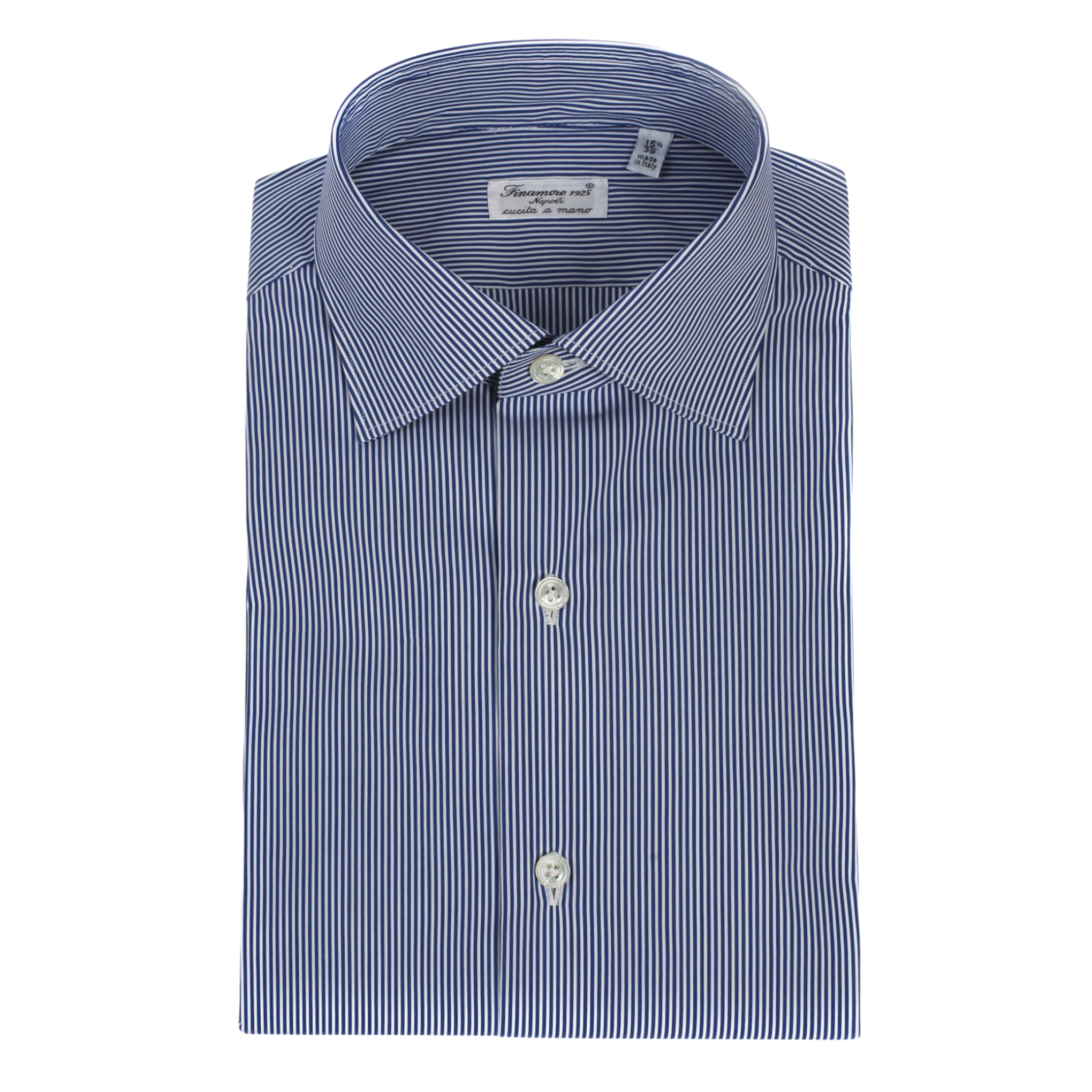 Dress shirt slim fit white line on blue stretch Milano