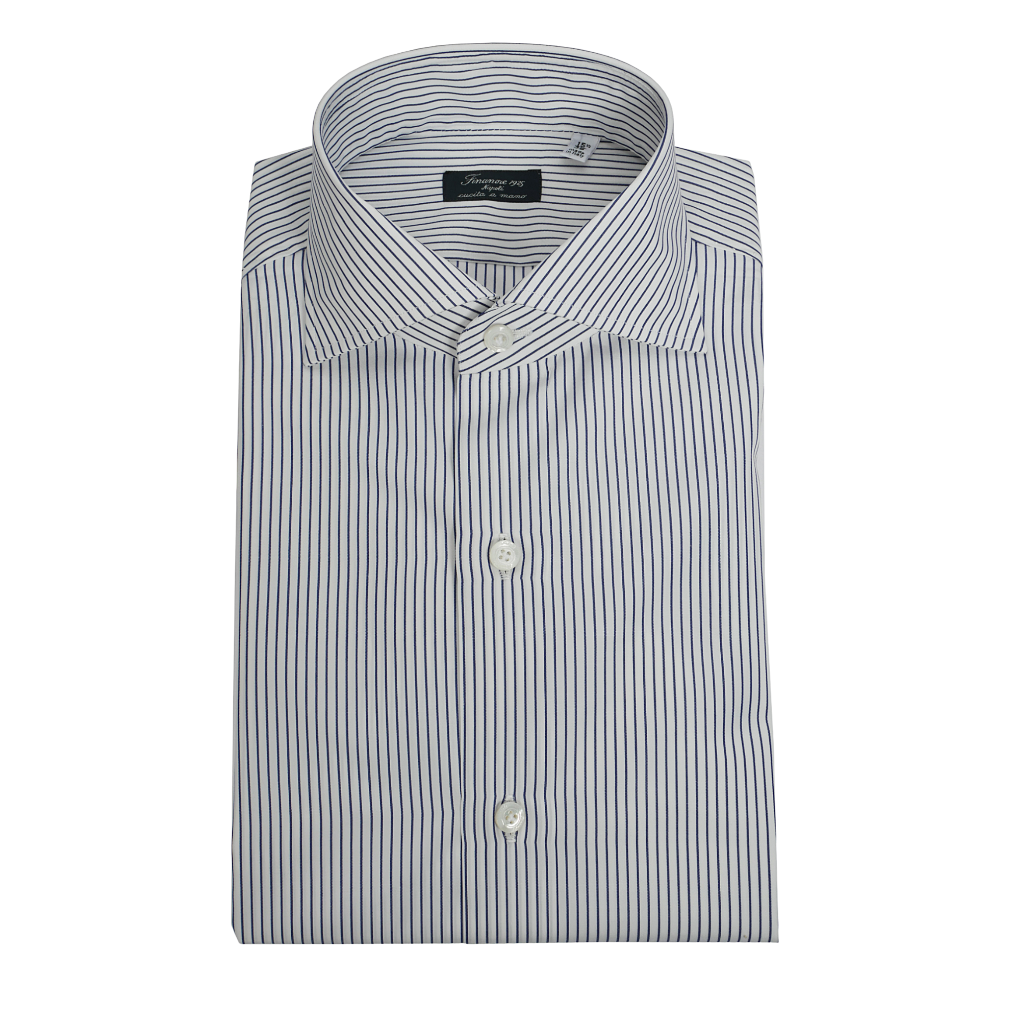 Camicia Napoli regular fit in popeline di cotone a righe celeste o blu