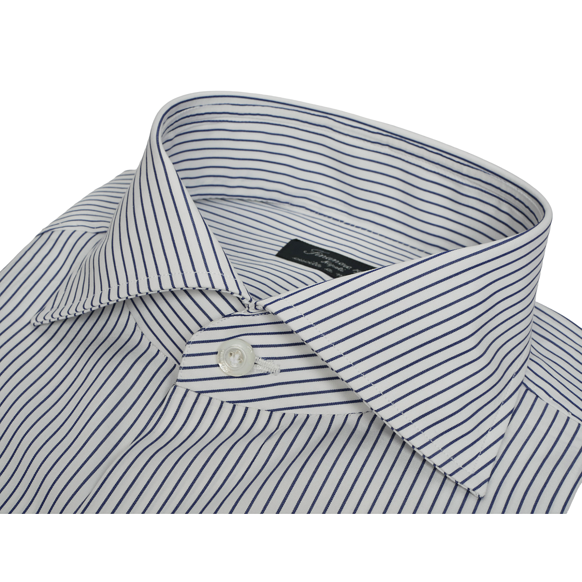 Camicia Napoli regular fit in popeline di cotone a righe celeste o blu