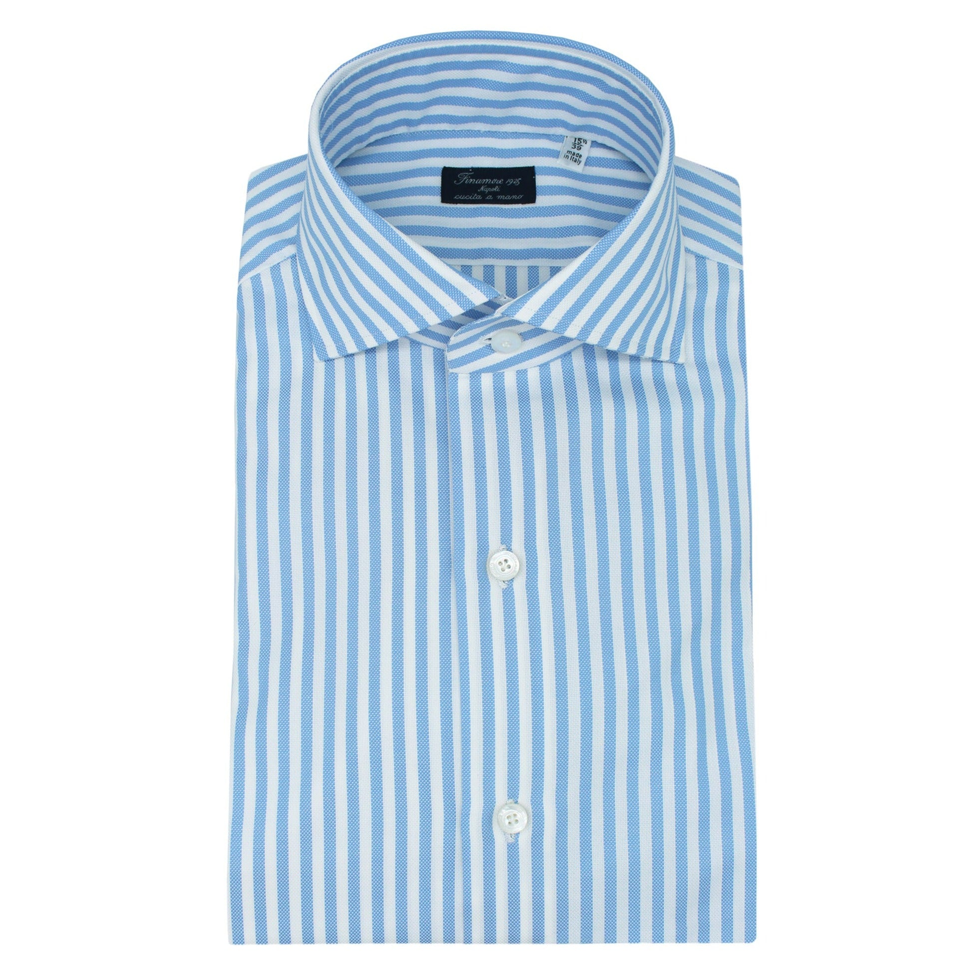 Classic fit Naples shirt with light blue wide stripes