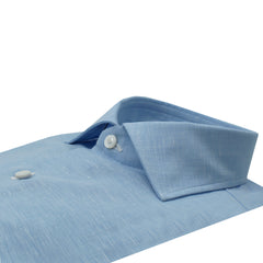 Camicia Napoli vestibilità regolare in lino e cotone celeste