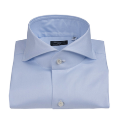 Napoli white and light blue oxford double twisted cotton shirt