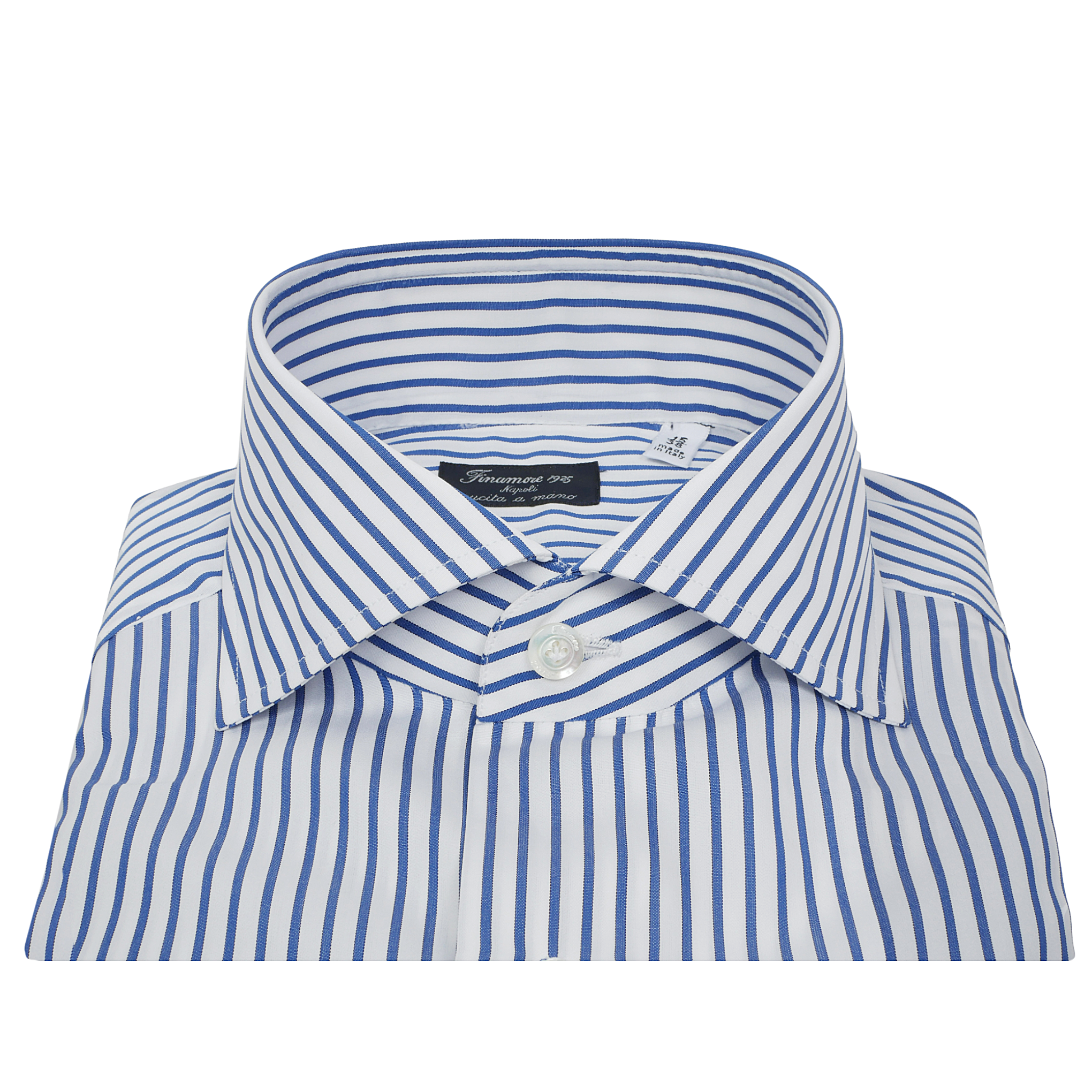 Classic dress shirt Napoli Popeline cotton stripe blue