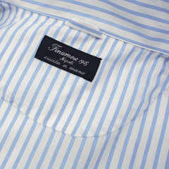 Light blue striped cotton pajamas with arriccio on the sleeve