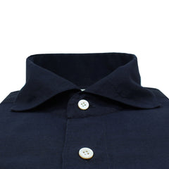 Camicia Tokyo slim fit, collo morbido in cotone lino blu