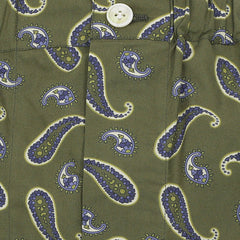 Mens boxer green paisley patterned fabric