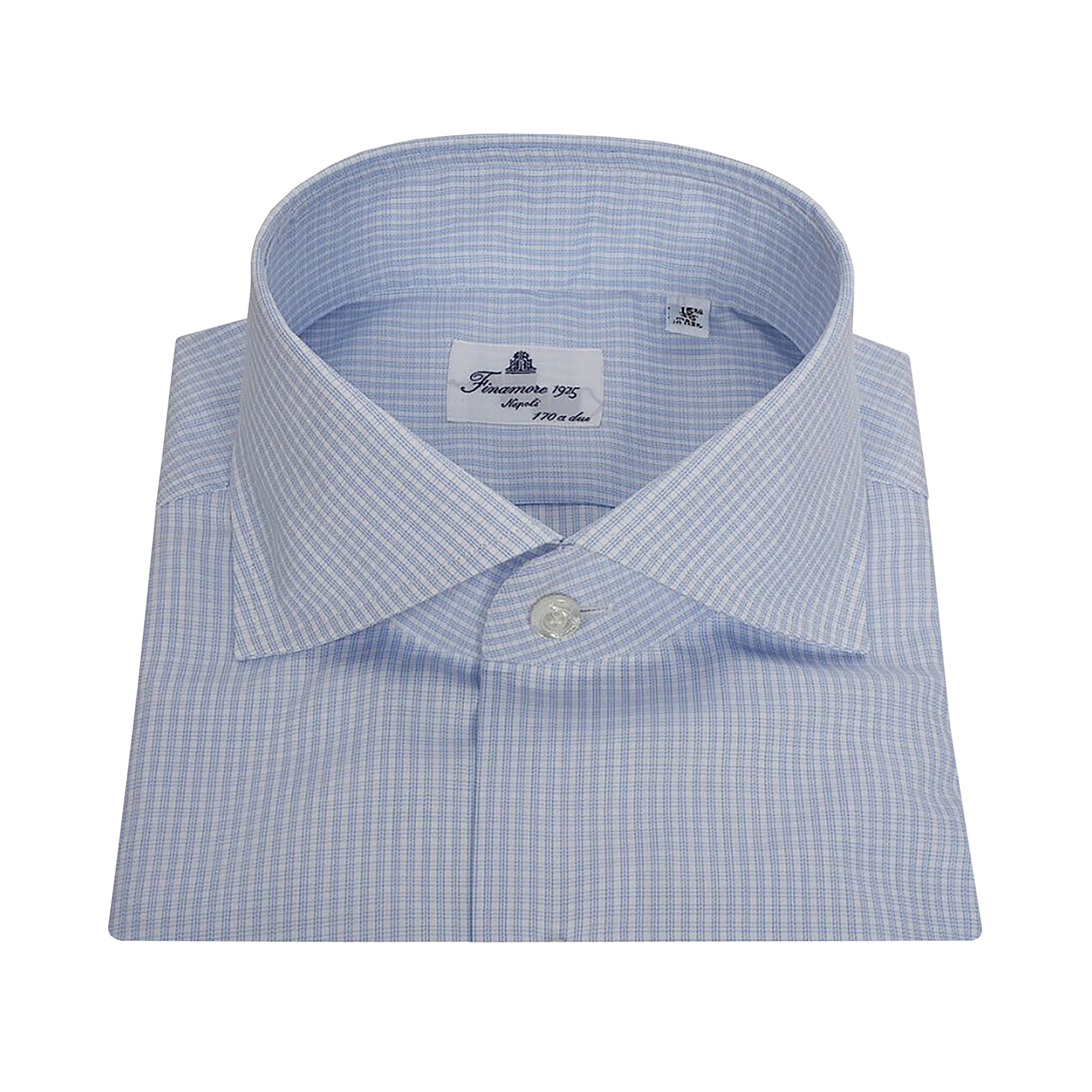 Shirt regular fit Napoli 170 a due light blue check Egyptian cotton
