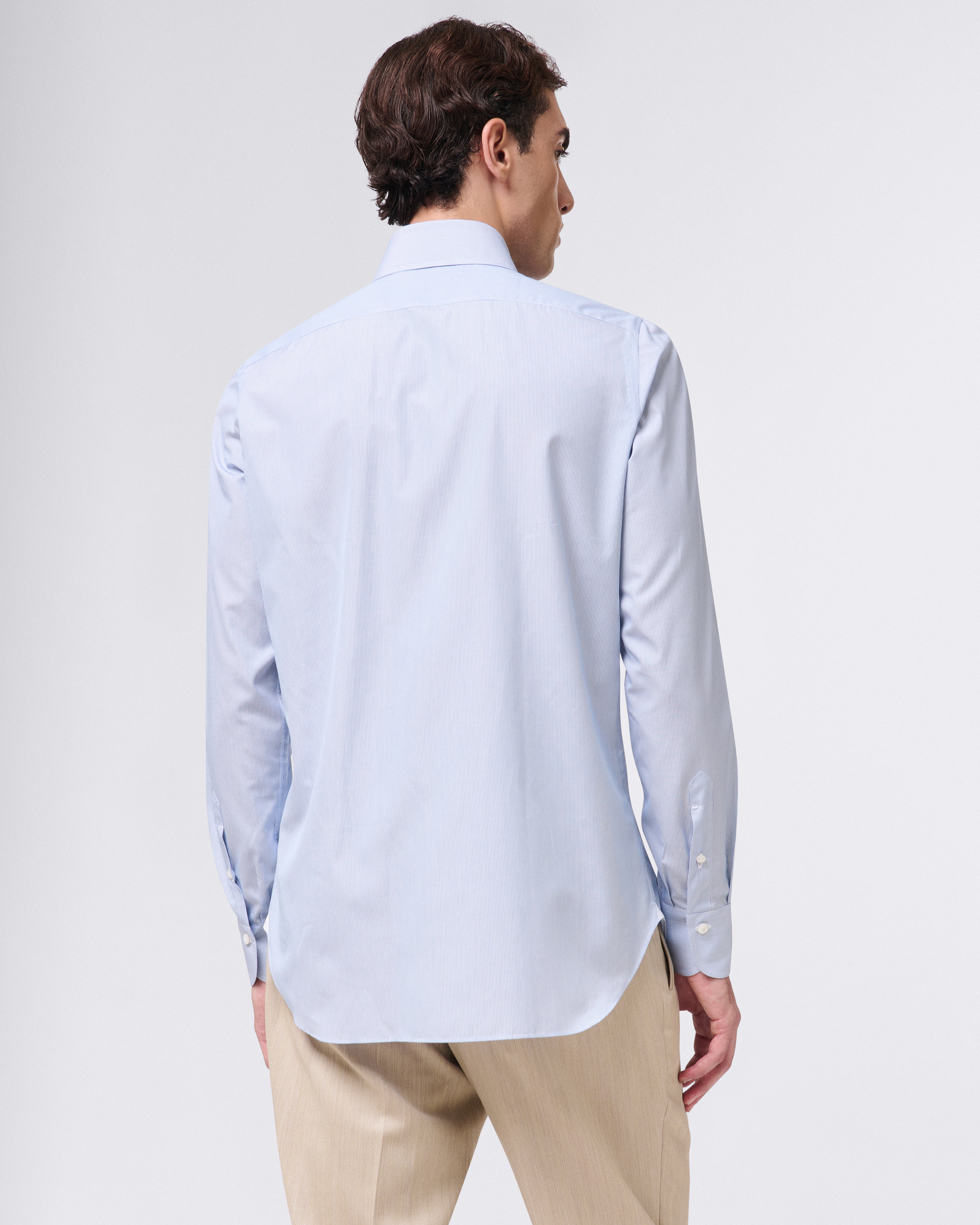 Light blue striped giza 45 micro cotton shirt Napoli 170 a due