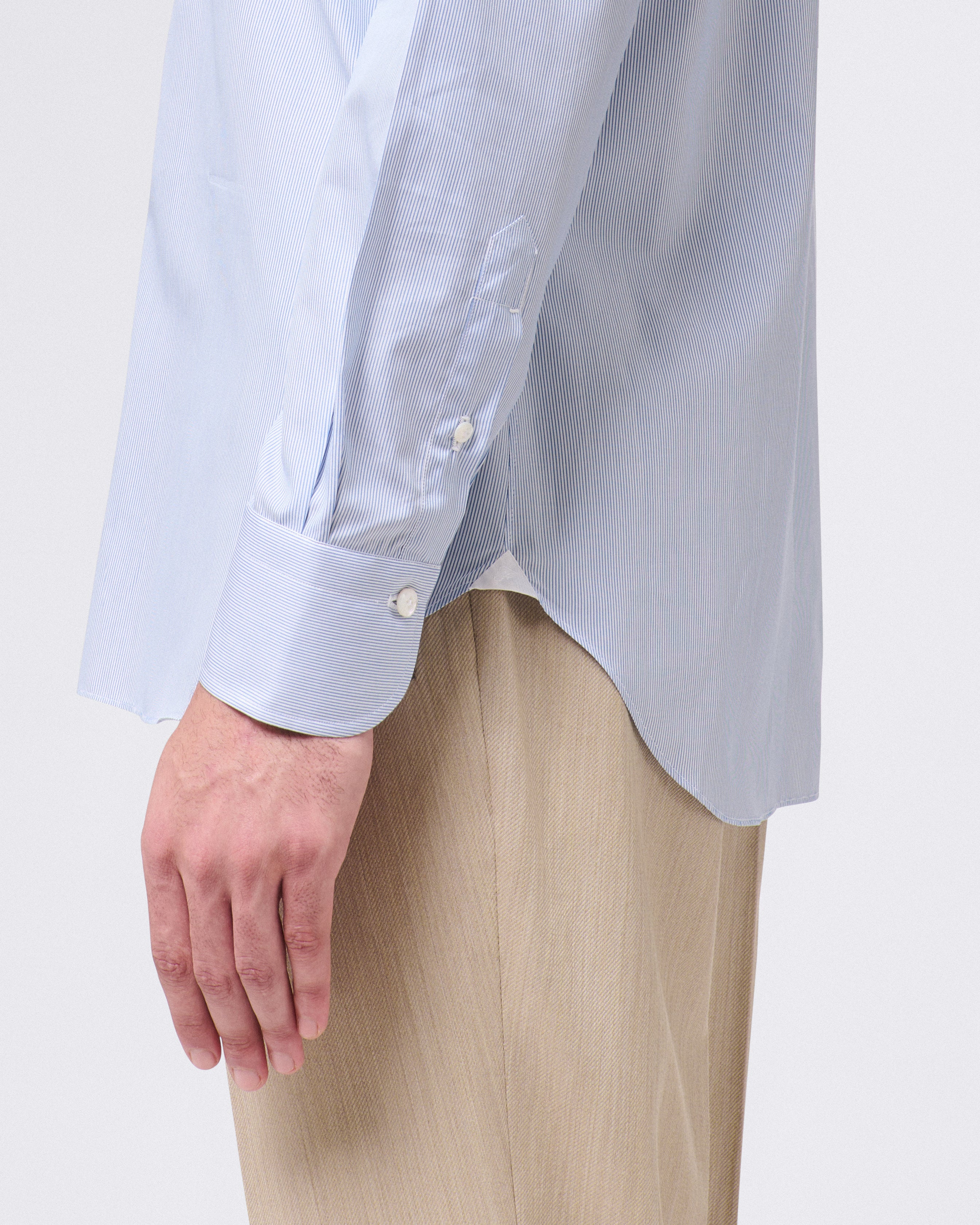 Light blue striped giza 45 micro cotton shirt Napoli 170 a due