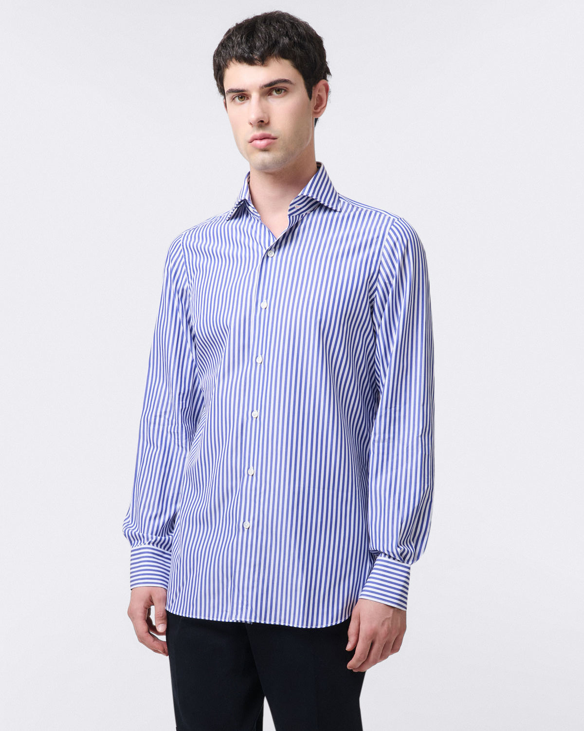 Dress shirt regular 170 a due striped blue and light blue Finamore 1925