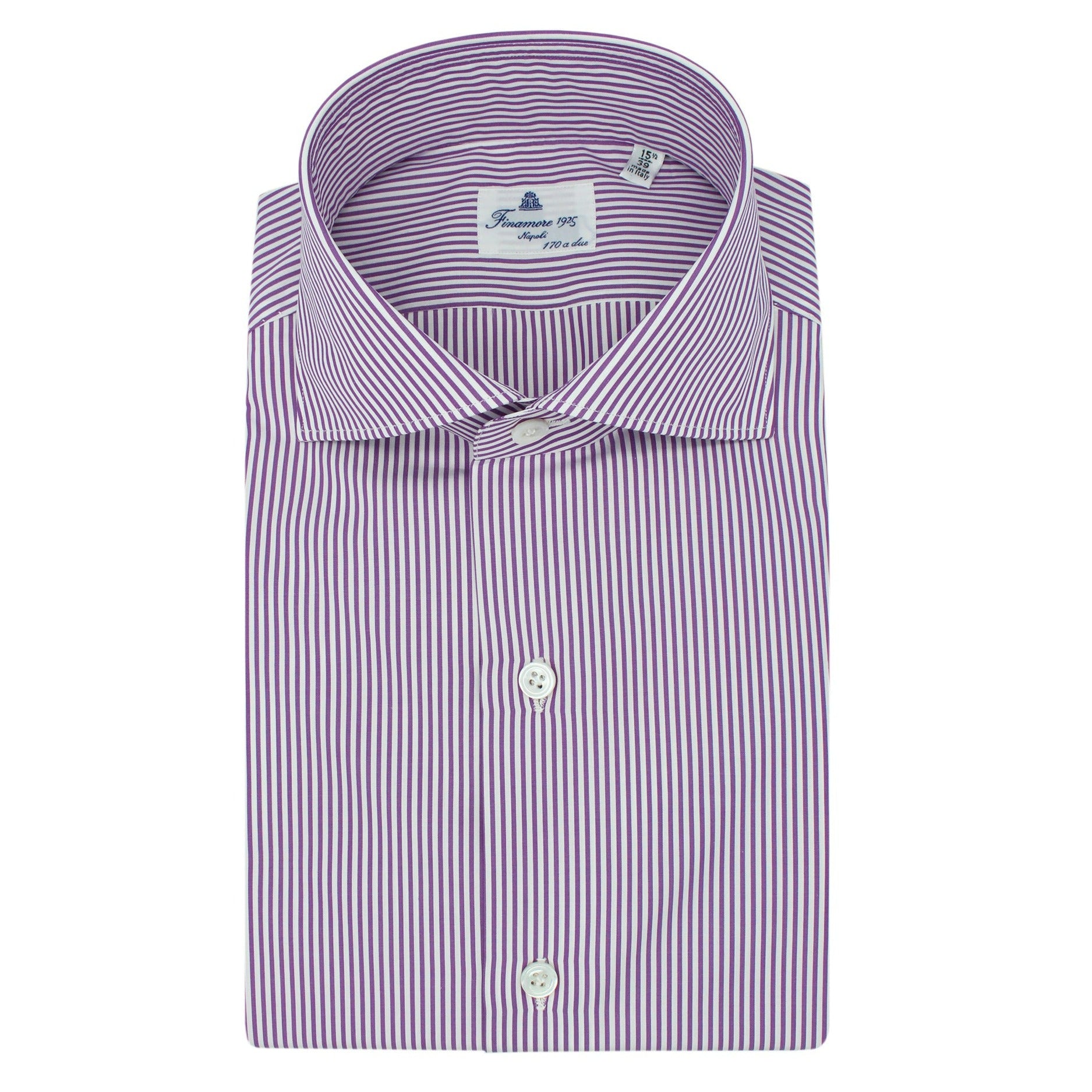 Camicia Milano 170 a 2 slim fit in cotone Giza 45 rigata viola