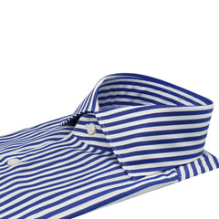 Classic slim fit shirt Milano cotton Giza 45 170 a due wide stripe blue